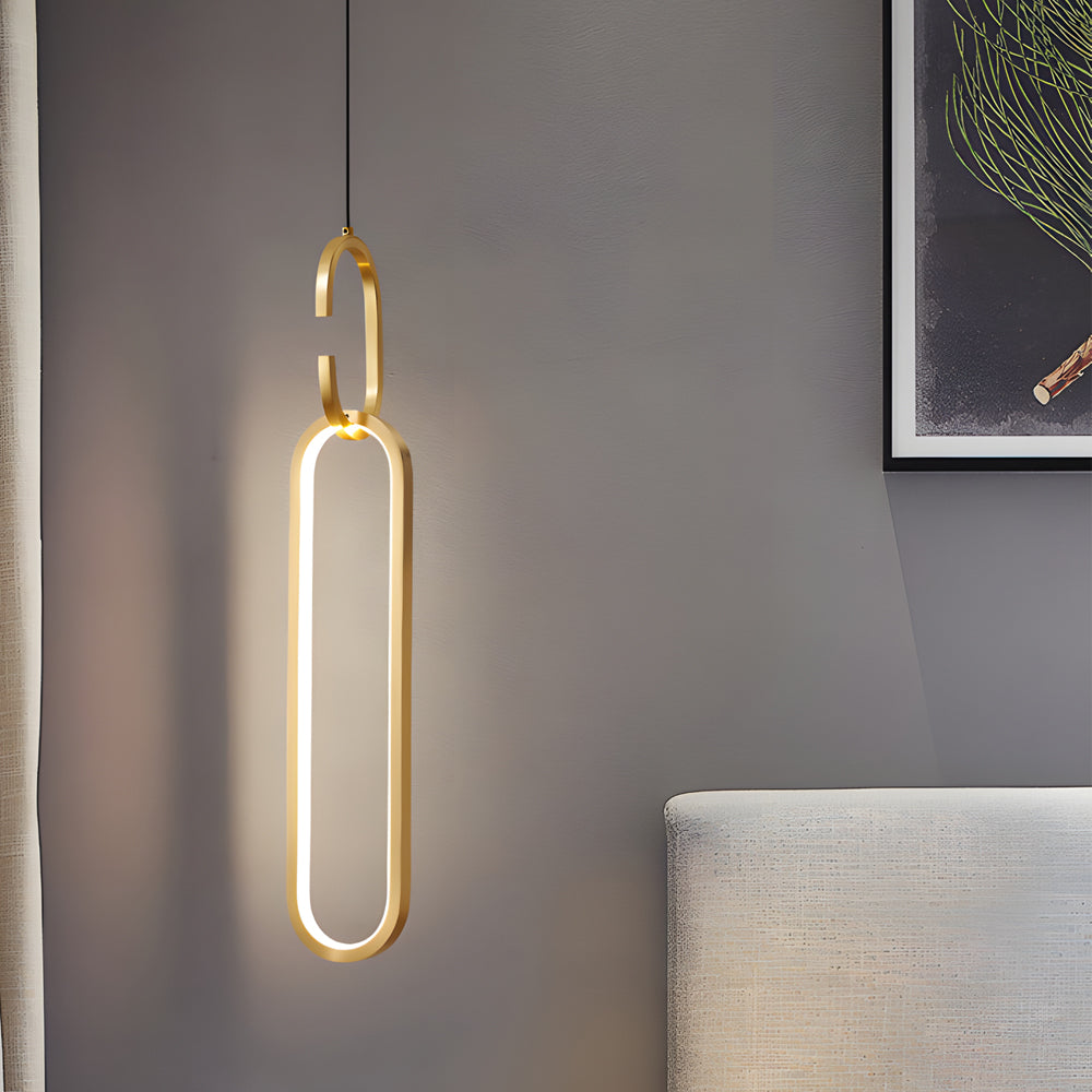 Modern Minimalist Copper LED Pendant Light with 3 Step Dimming Oval Ring Design for Dining Room