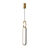Modern Minimalist Copper LED Pendant Light with 3 Step Dimming Oval Ring Design for Dining Room