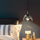 Modern Minimalist Copper Pendant Light with Crystal Shade LED Hanging Lamp for Bedroom
