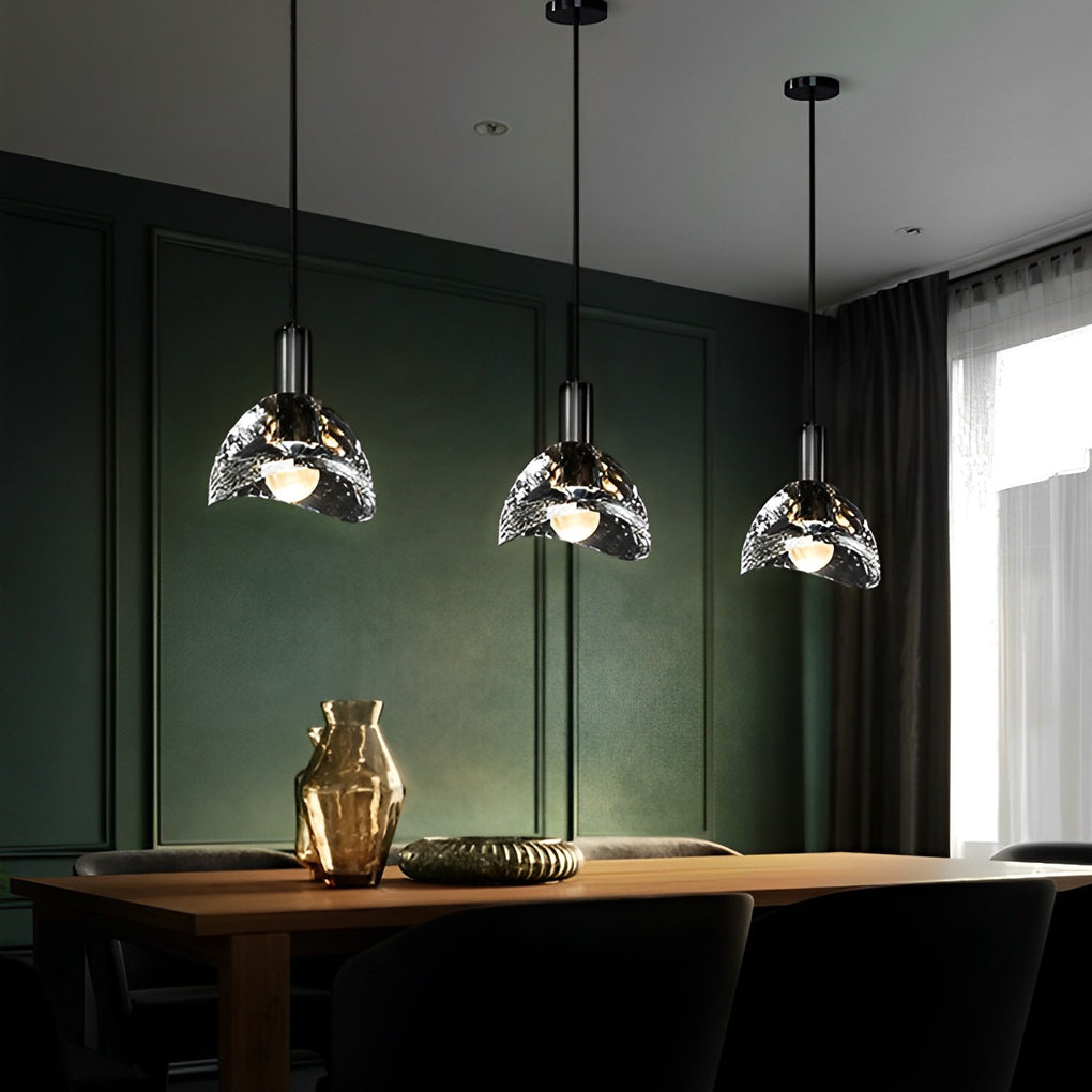 Modern Minimalist Copper Pendant Light with Crystal Shade LED Hanging Lamp for Bedroom