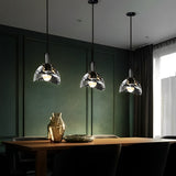 Modern Minimalist Copper Pendant Light with Crystal Shade LED Hanging Lamp for Bedroom