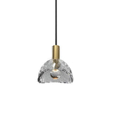 Modern Minimalist Copper Pendant Light with Crystal Shade LED Hanging Lamp for Bedroom