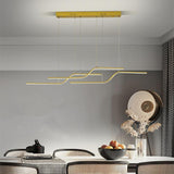 Modern Minimalist Curved Wave LED Pendant Light Linear Dining Room Island Chandelier Lighting