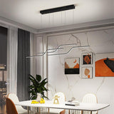Modern Minimalist Curved Wave LED Pendant Light Linear Dining Room Island Chandelier Lighting