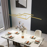 Modern Minimalist Curved Wave LED Pendant Light Linear Dining Room Island Chandelier Lighting