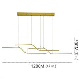 Modern Minimalist Curved Wave LED Pendant Light Linear Dining Room Island Chandelier Lighting