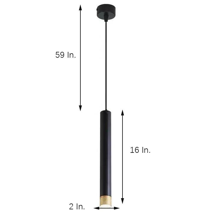 Modern Minimalist Cylinder LED Pendant Light Slender Metal Island Hanging Lighting