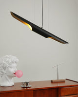 Modern Minimalist Cylindrical Pipe Pendant Light in Matte Black and Gold Finish