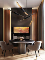 Modern Minimalist Cylindrical Pipe Pendant Light in Matte Black and Gold Finish