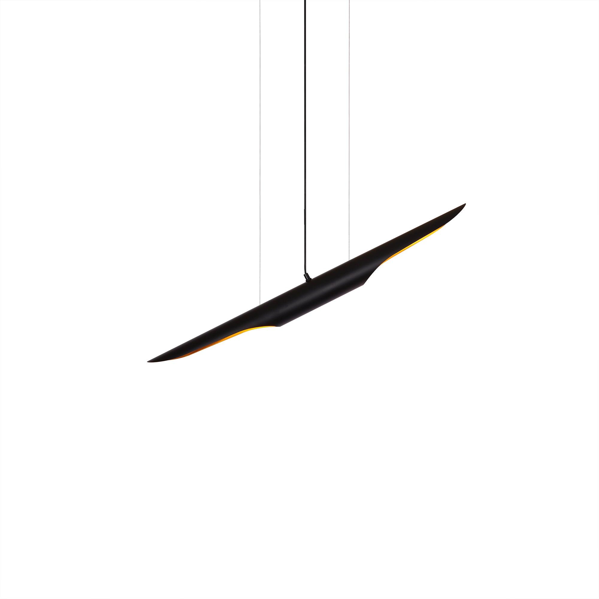 Modern Minimalist Cylindrical Pipe Pendant Light in Matte Black and Gold Finish