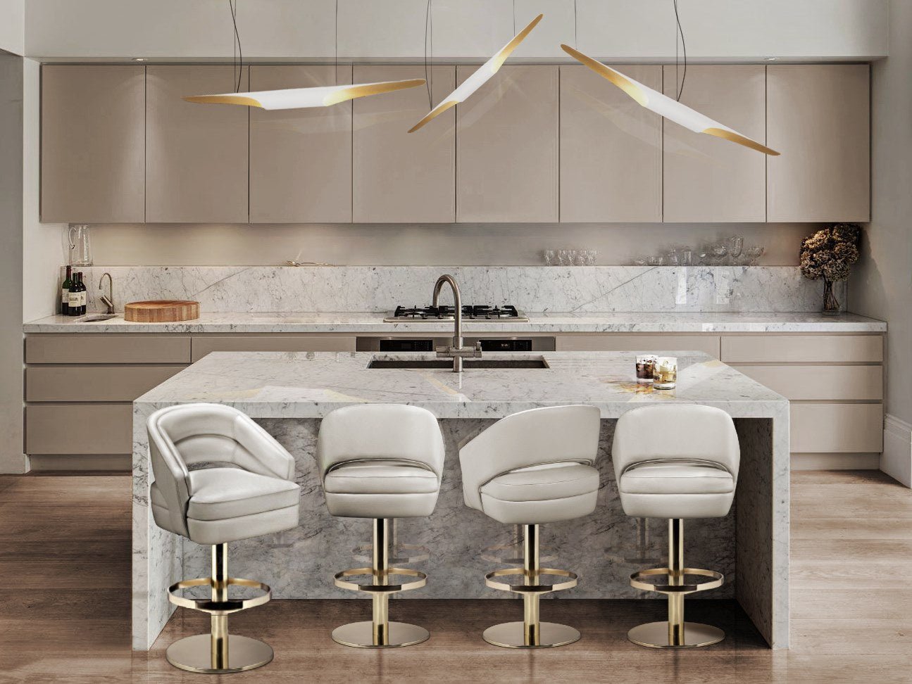 Modern Minimalist Cylindrical Pipe Pendant Light in Matte Black and Gold Finish