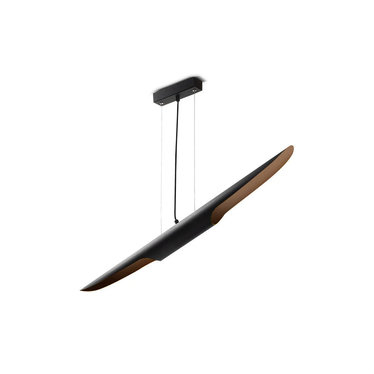 Modern Minimalist Cylindrical Pipe Pendant Light in Matte Black and Gold Finish