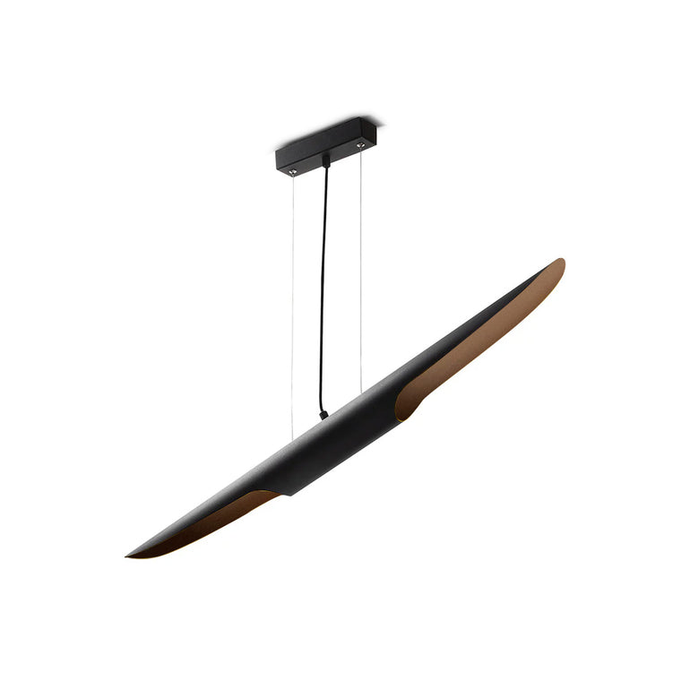 Modern Minimalist Cylindrical Pipe Pendant Light in Matte Black and Gold Finish