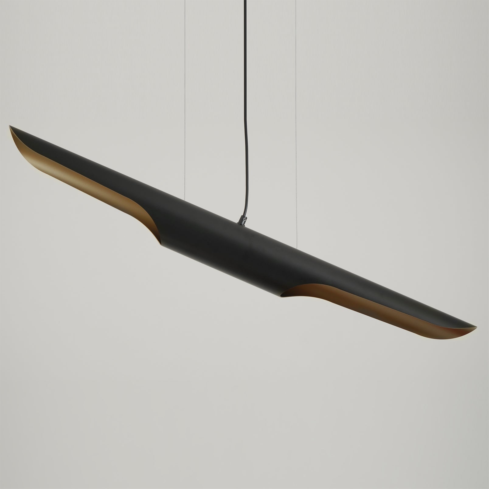 Modern Minimalist Cylindrical Pipe Pendant Light in Matte Black and Gold Finish