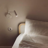 Modern Minimalist Disc LED Wall Sconce Set with Adjustable Pivoting Arm for Bedside Reading