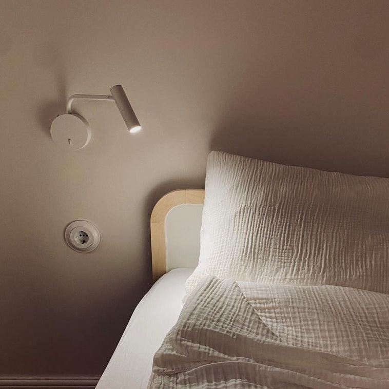 Modern Minimalist Disc LED Wall Sconce Set with Adjustable Pivoting Arm for Bedside Reading