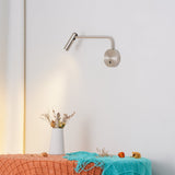Modern Minimalist Disc LED Wall Sconce Set with Adjustable Pivoting Arm for Bedside Reading