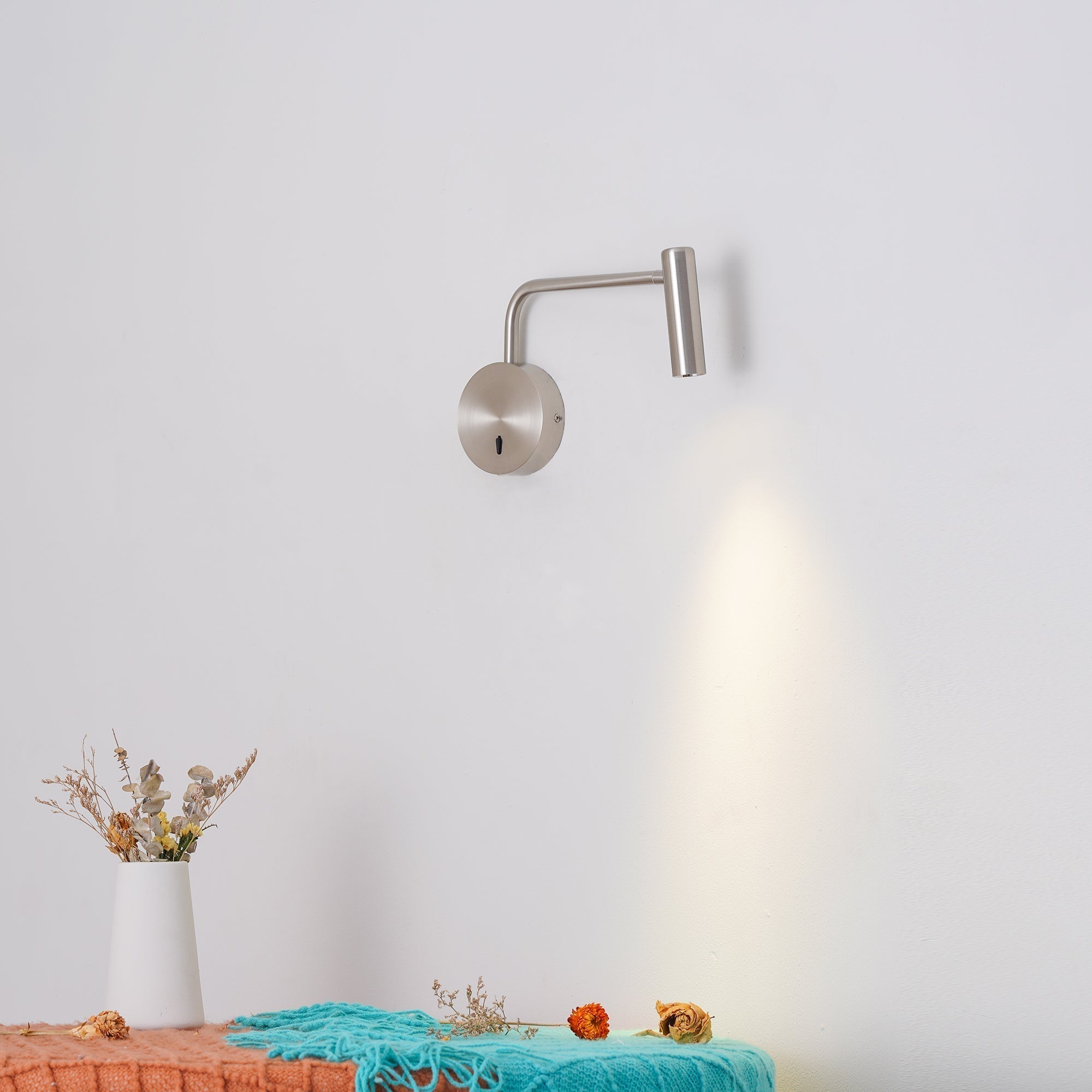 Modern Minimalist Disc LED Wall Sconce Set with Adjustable Pivoting Arm for Bedside Reading
