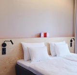 Modern Minimalist Disc LED Wall Sconce Set with Adjustable Pivoting Arm for Bedside Reading