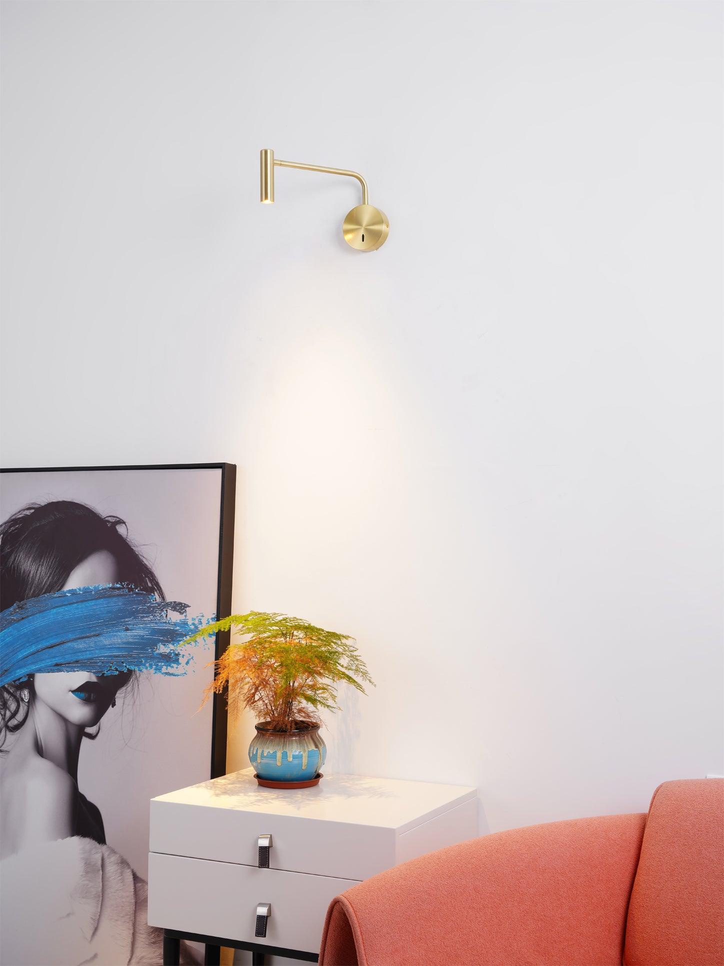 Modern Minimalist Disc LED Wall Sconce Set with Adjustable Pivoting Arm for Bedside Reading