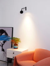 Modern Minimalist Disc LED Wall Sconce Set with Adjustable Pivoting Arm for Bedside Reading
