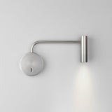 Modern Minimalist Disc LED Wall Sconce Set with Adjustable Pivoting Arm for Bedside Reading