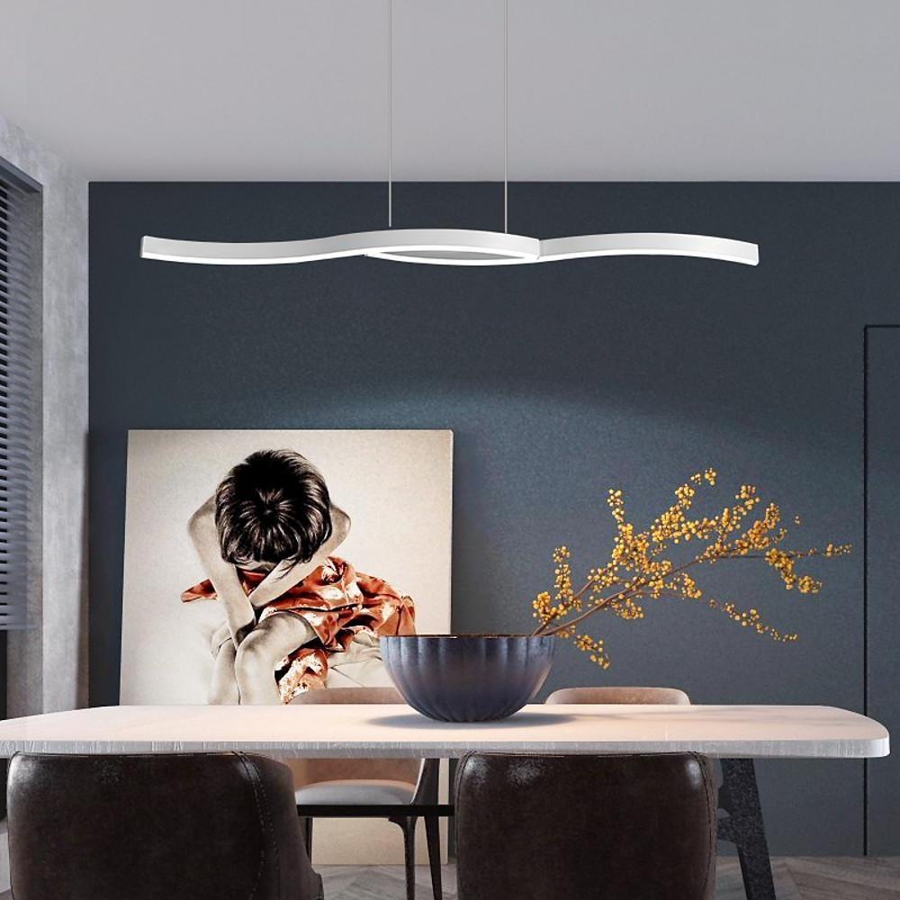 Modern Minimalist Double Wave LED Pendant Light Metal Island Dining Chandelier 2 Lights