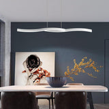 Modern Minimalist Double Wave LED Pendant Light Metal Island Dining Chandelier 2 Lights