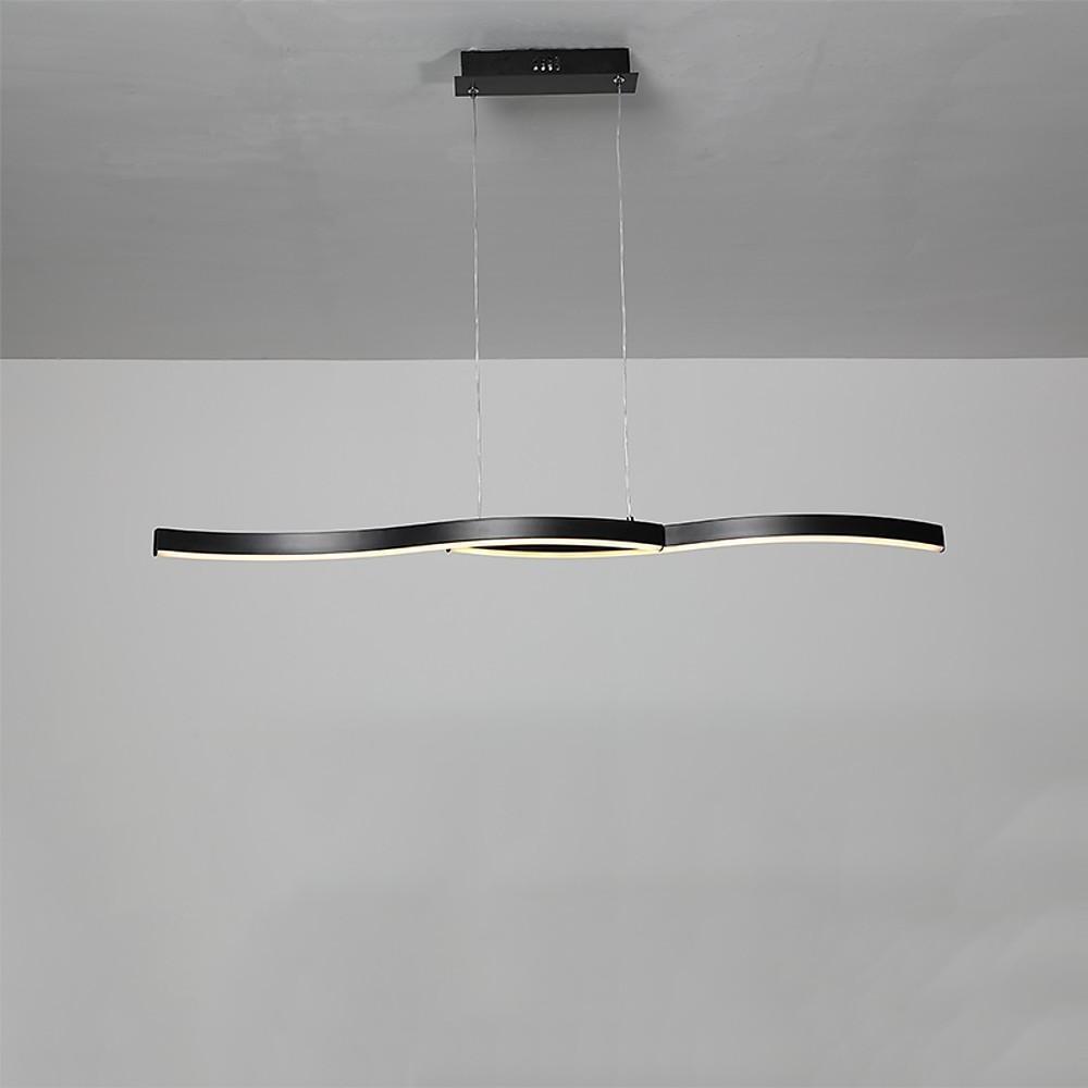 Modern Minimalist Double Wave LED Pendant Light Metal Island Dining Chandelier 2 Lights
