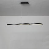 Modern Minimalist Double Wave LED Pendant Light Metal Island Dining Chandelier 2 Lights