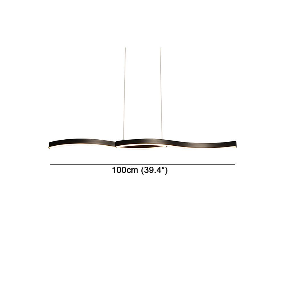 Modern Minimalist Double Wave LED Pendant Light Metal Island Dining Chandelier 2 Lights