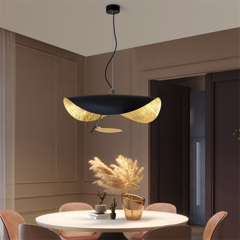 Modern Minimalist Giorgio Curving Disc LED Pendant Light with Adjustable Hanging Height