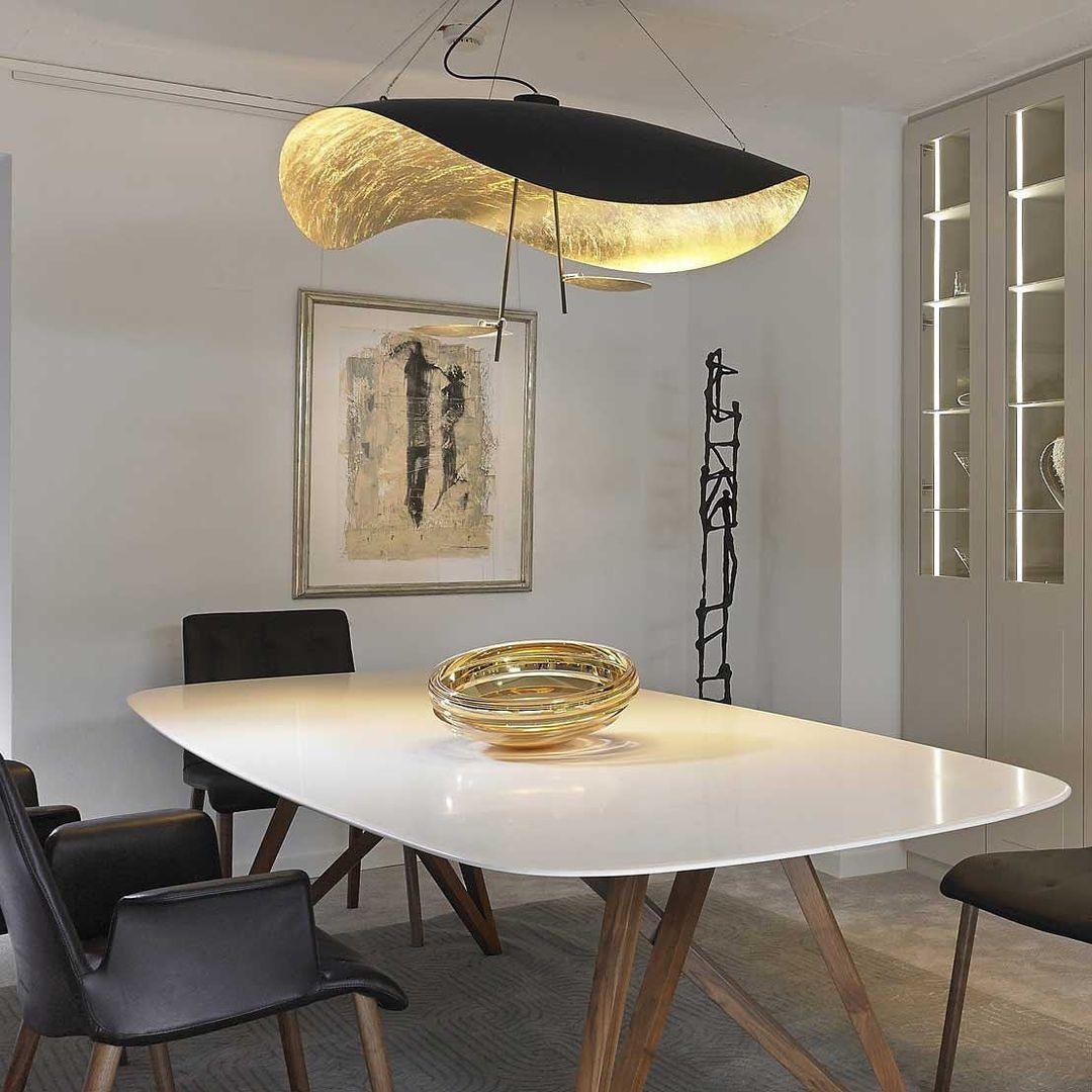 Modern Minimalist Giorgio Curving Disc LED Pendant Light with Adjustable Hanging Height