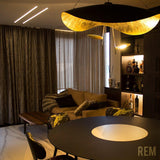 Modern Minimalist Giorgio Curving Disc LED Pendant Light with Adjustable Hanging Height