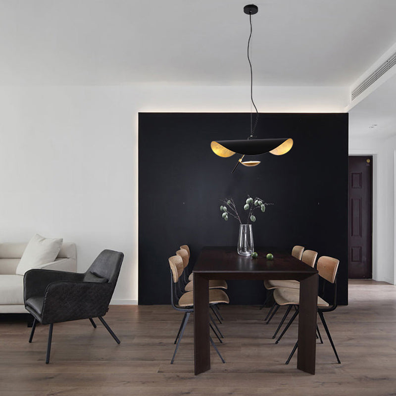 Modern Minimalist Giorgio Curving Disc LED Pendant Light with Adjustable Hanging Height