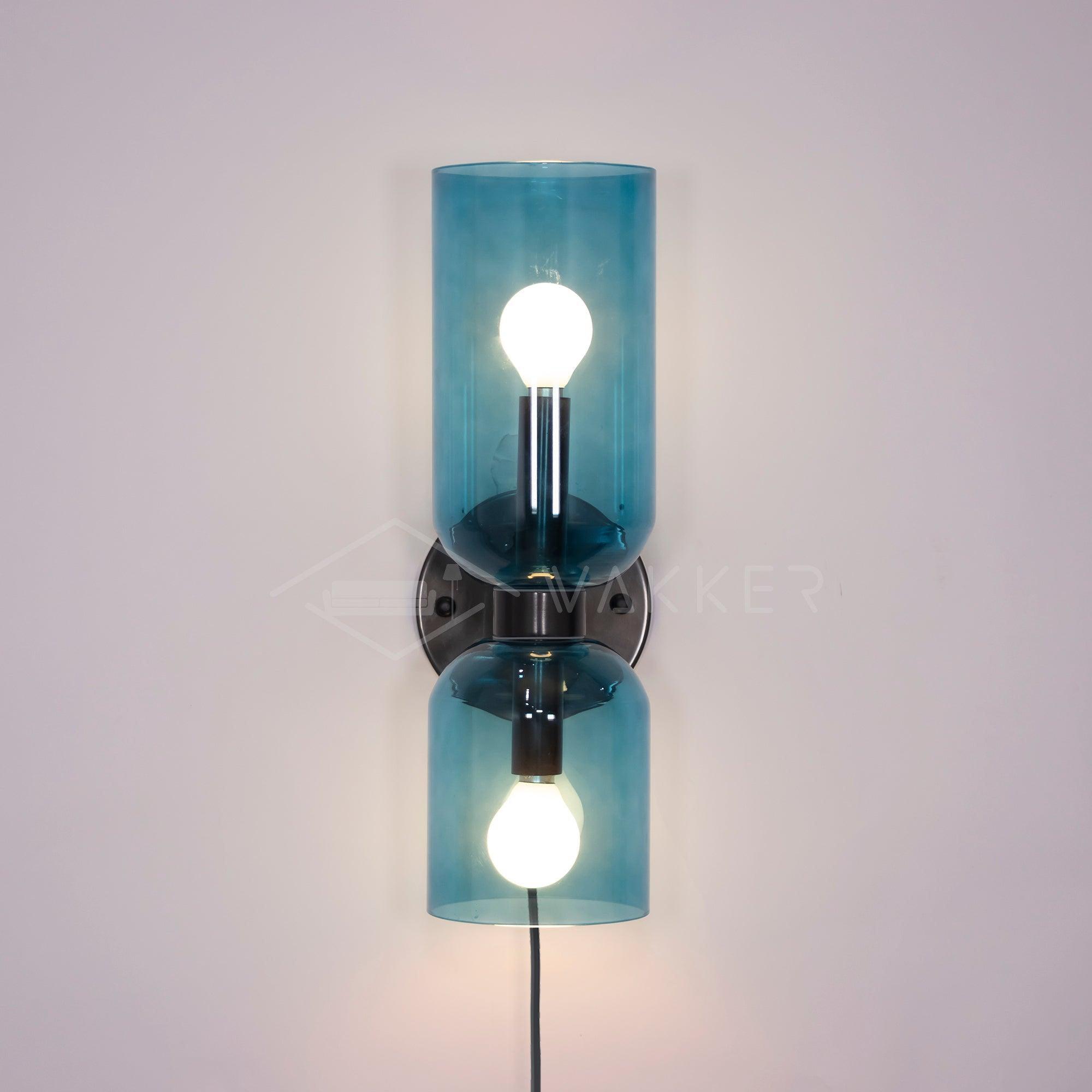 Modern Minimalist Glass Globe Plug In Wall Sconce Set of 2 Brass Bracket Wall Lamp