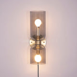 Modern Minimalist Glass Globe Plug In Wall Sconce Set of 2 Brass Bracket Wall Lamp