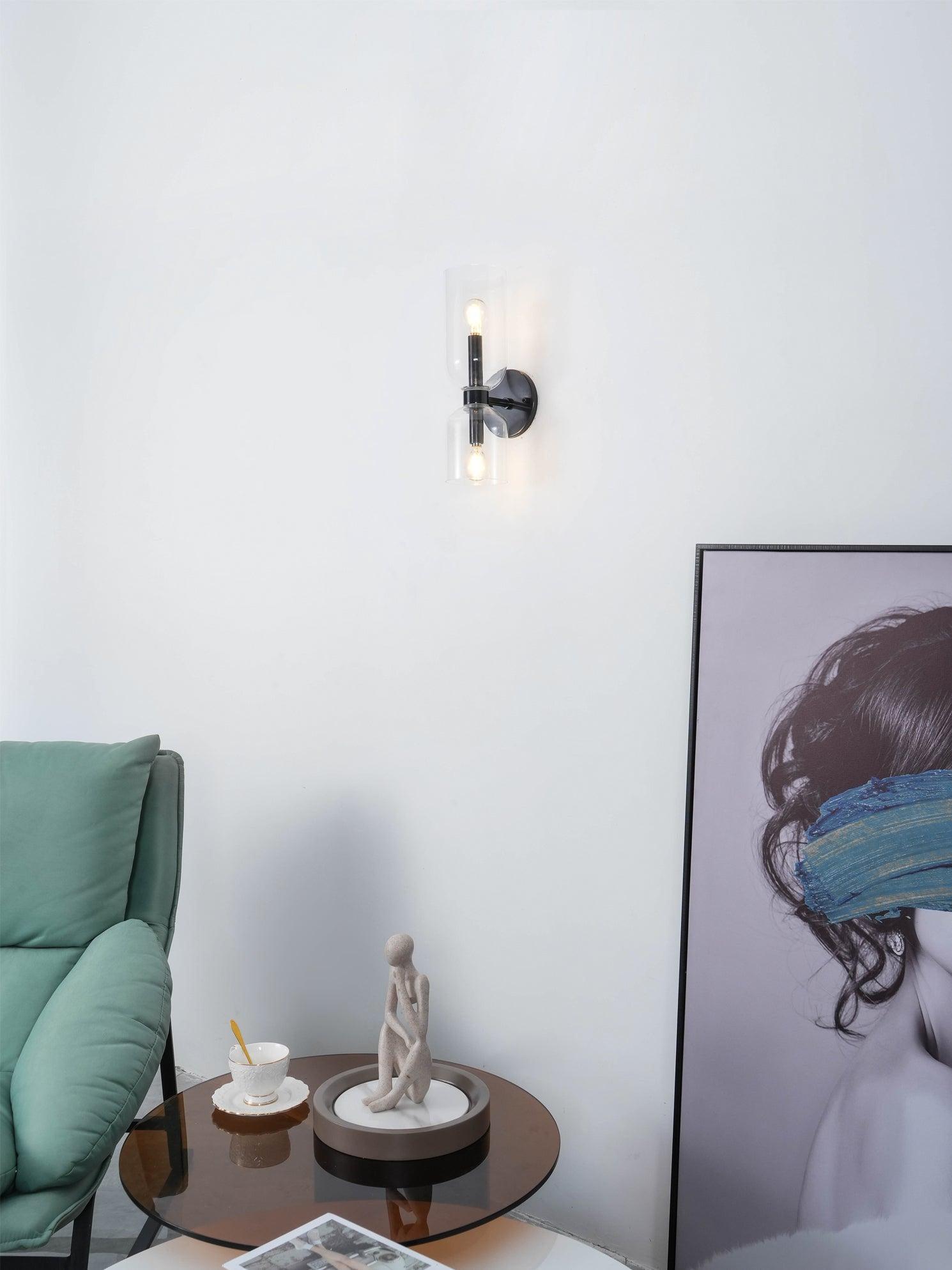Modern Minimalist Glass Globe Plug In Wall Sconce Set of 2 Brass Bracket Wall Lamp