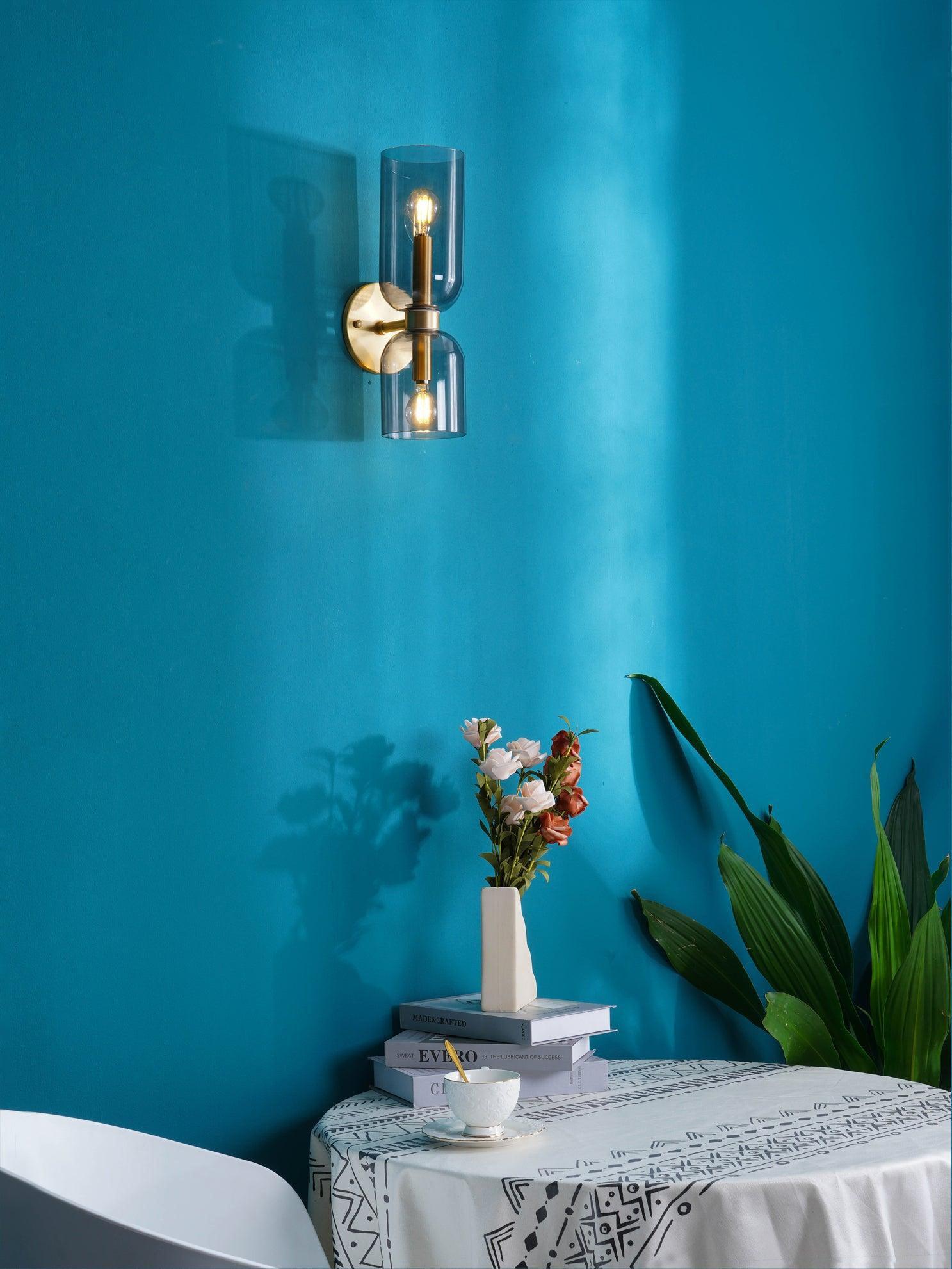 Modern Minimalist Glass Globe Plug In Wall Sconce Set of 2 Brass Bracket Wall Lamp