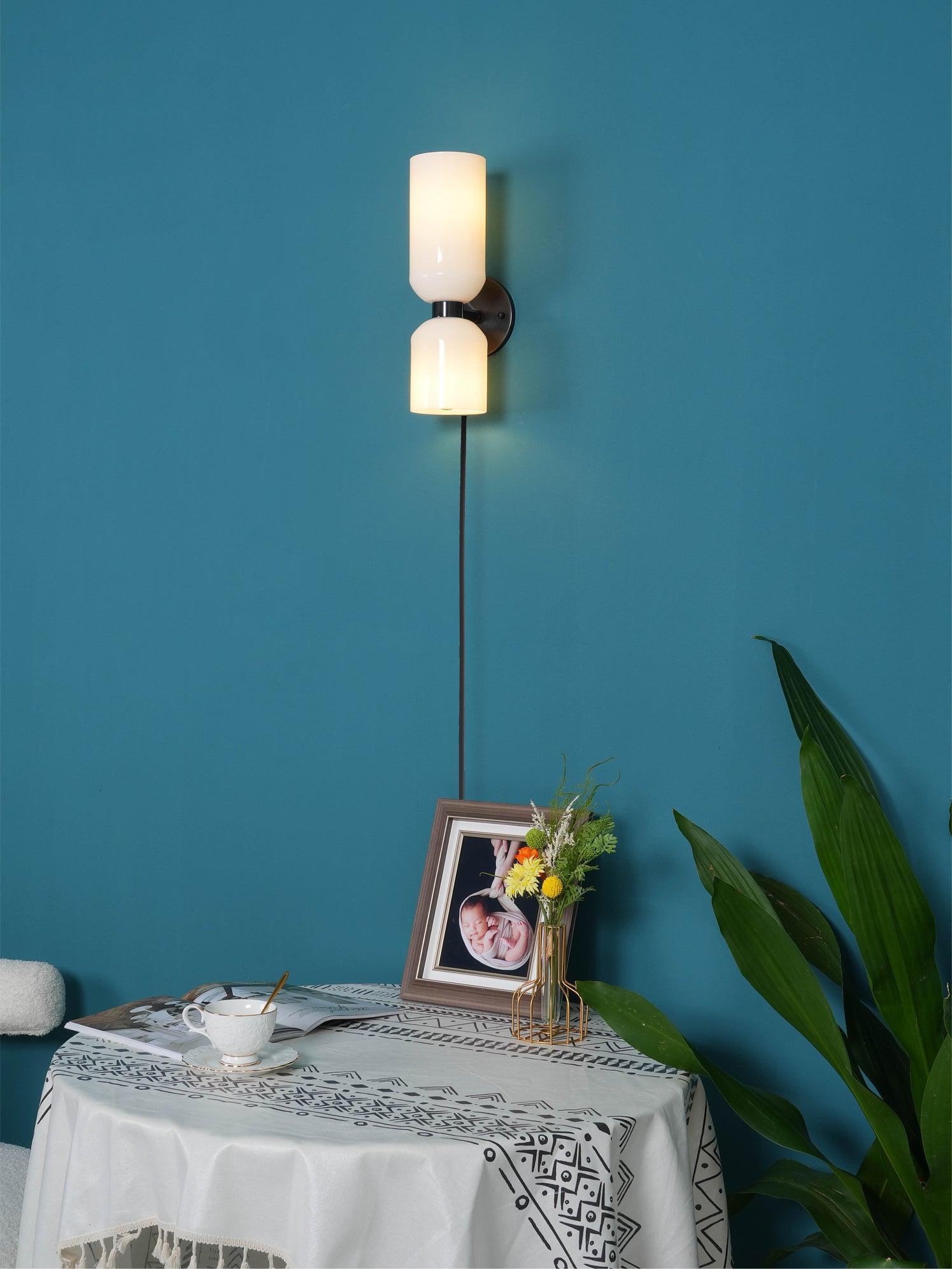 Modern Minimalist Glass Globe Plug In Wall Sconce Set of 2 Brass Bracket Wall Lamp