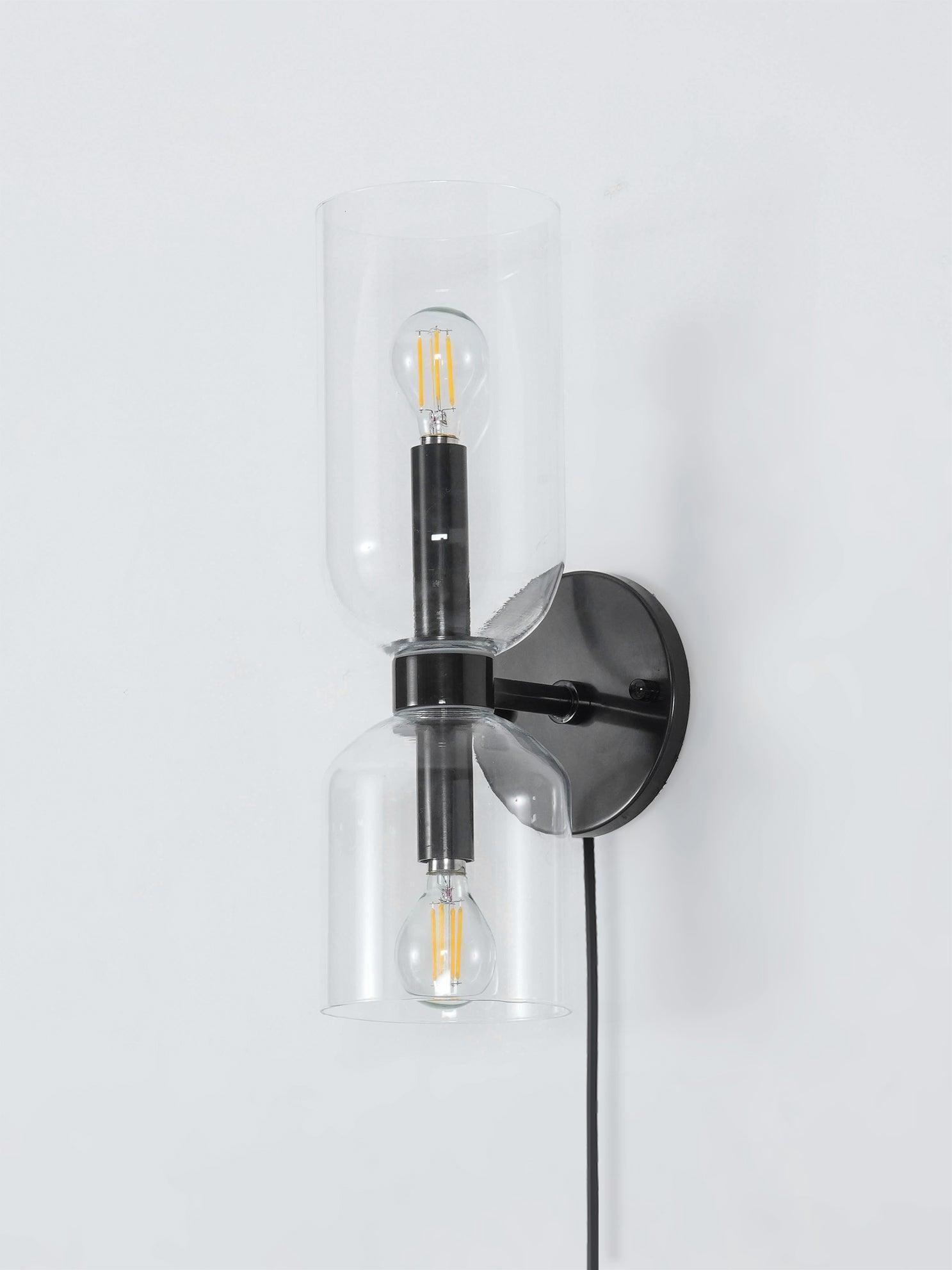 Modern Minimalist Glass Globe Plug In Wall Sconce Set of 2 Brass Bracket Wall Lamp