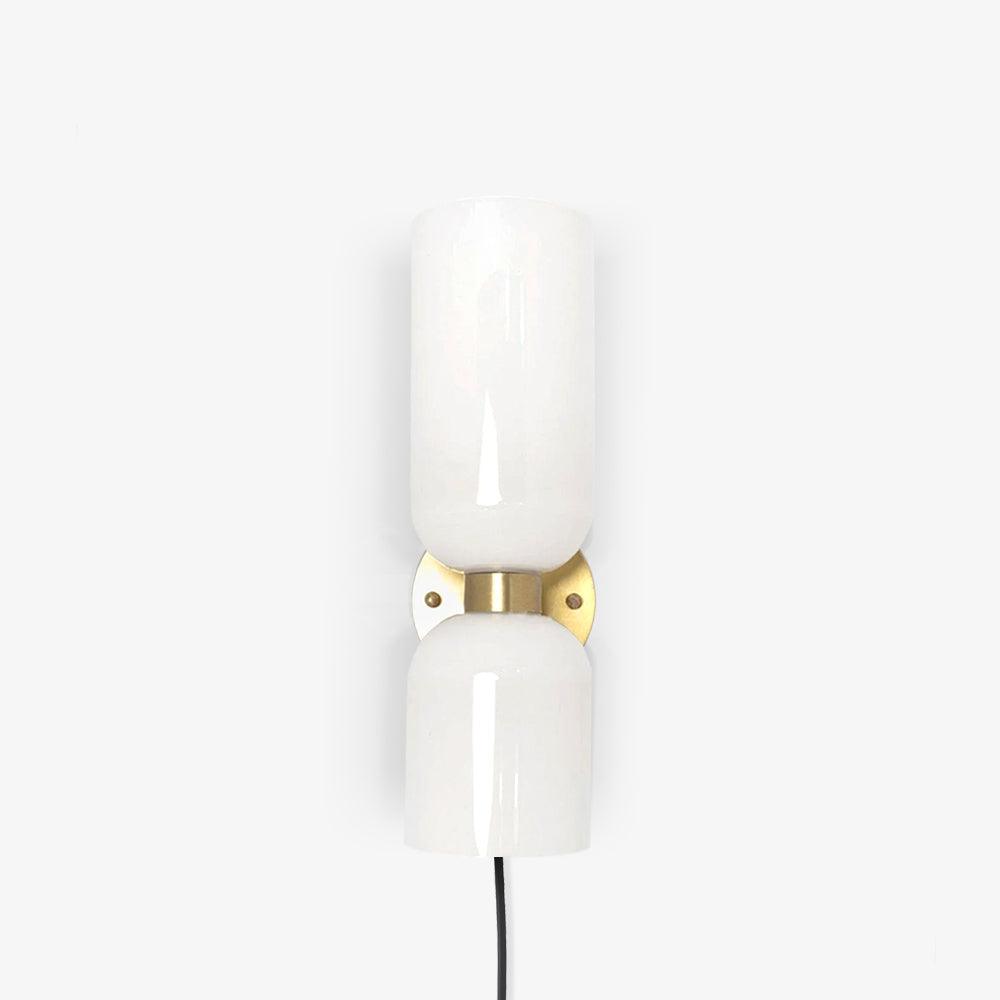 Modern Minimalist Glass Globe Plug In Wall Sconce Set of 2 Brass Bracket Wall Lamp