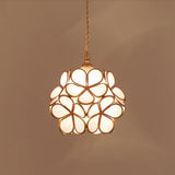 Modern Minimalist Glass Petal Pendant Lamp Brass Hanging Fixture for Kitchen Island