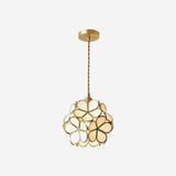Modern Minimalist Glass Petal Pendant Lamp Brass Hanging Fixture for Kitchen Island