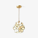 Modern Minimalist Glass Petal Pendant Lamp Brass Hanging Fixture for Kitchen Island