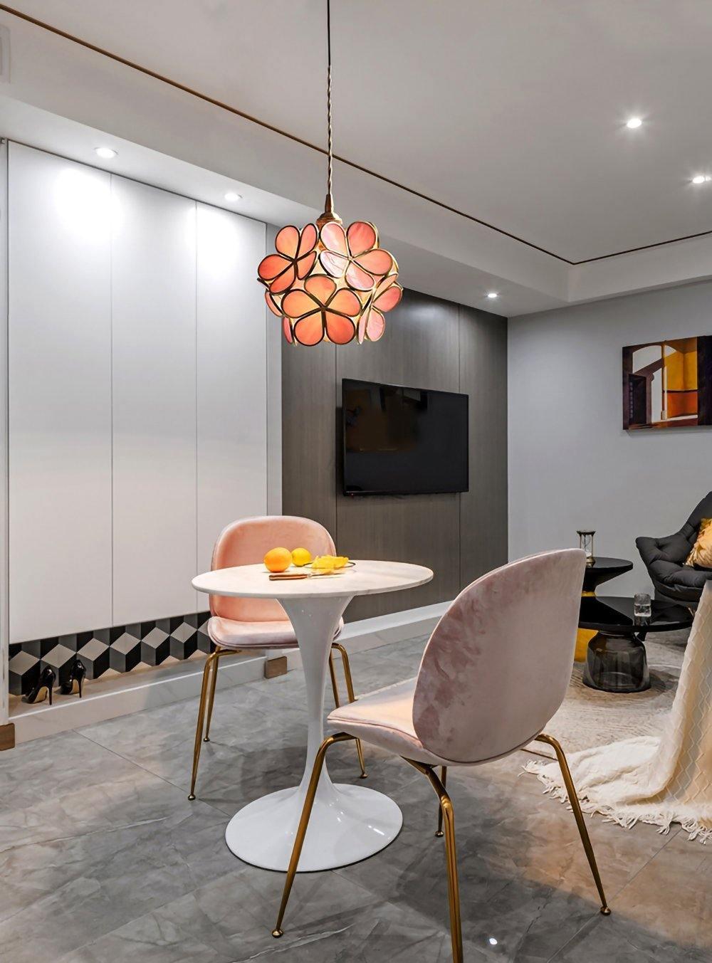 Modern Minimalist Glass Petal Pendant Lamp Brass Hanging Fixture for Kitchen Island