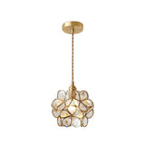Modern Minimalist Glass Petal Pendant Lamp Brass Hanging Fixture for Kitchen Island
