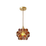 Modern Minimalist Glass Petal Pendant Lamp Brass Hanging Fixture for Kitchen Island