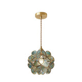 Modern Minimalist Glass Petal Pendant Lamp Brass Hanging Fixture for Kitchen Island