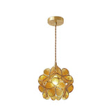 Modern Minimalist Glass Petal Pendant Lamp Brass Hanging Fixture for Kitchen Island